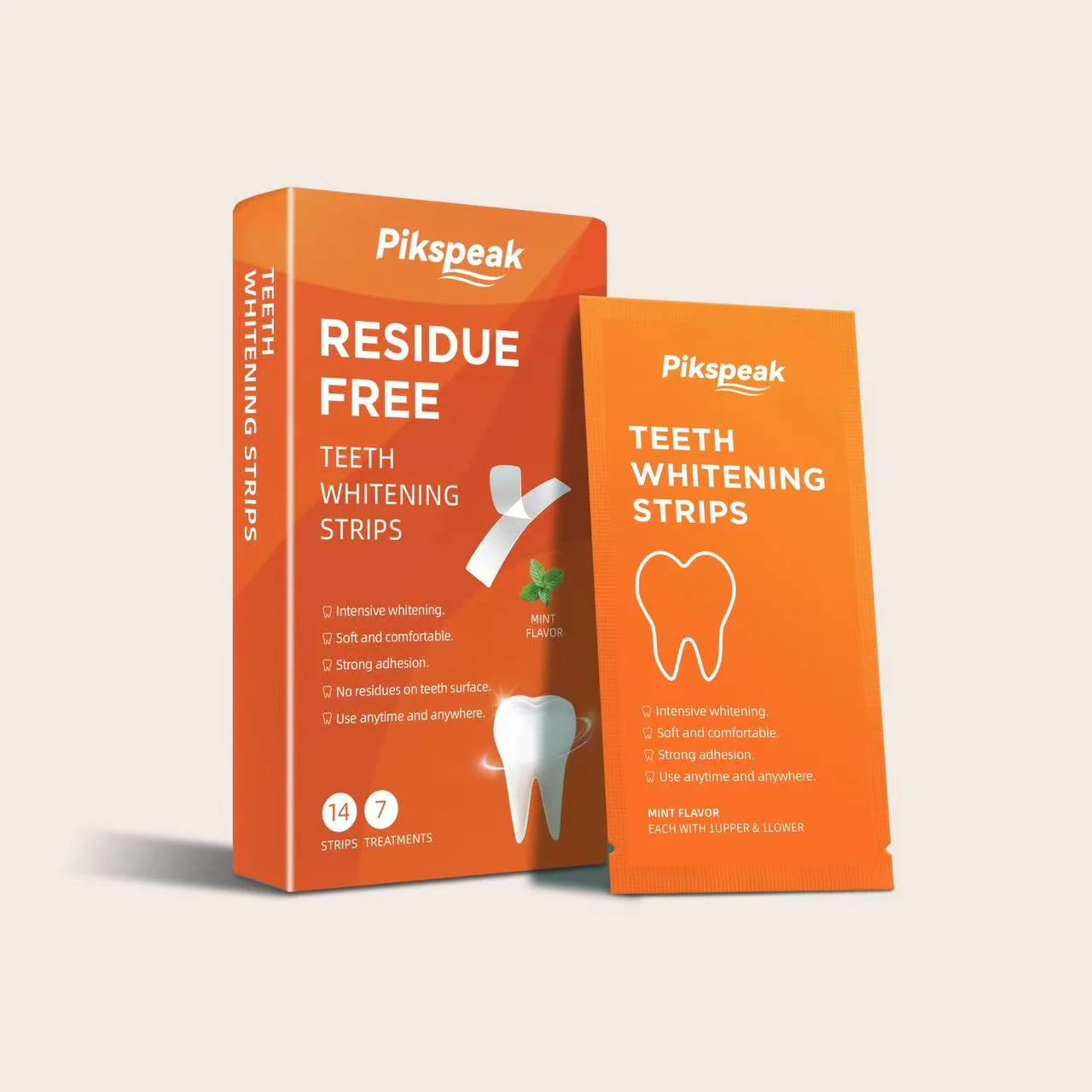 PIKSPEAK TEETH WHITENING STRIPS--RESIDUE FREE